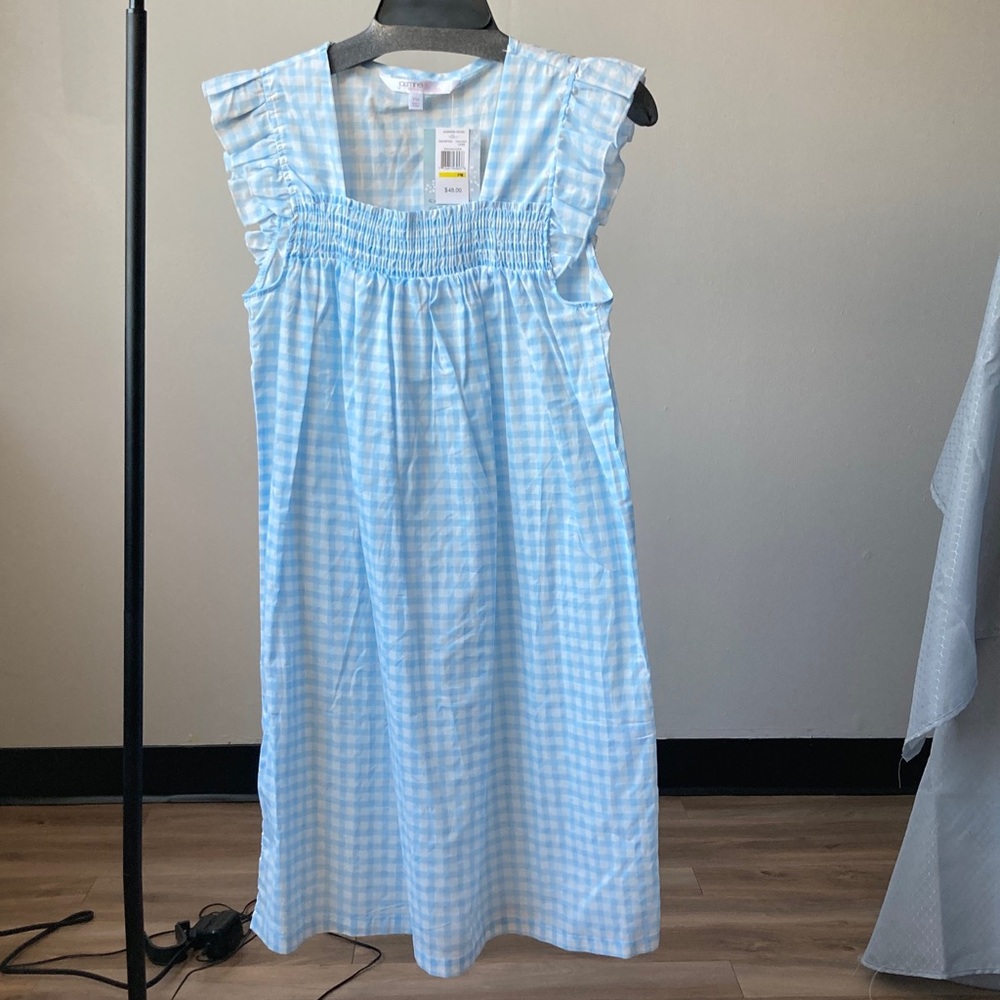 Jasmine Rose Petite gingham print nightgown cotton lightweight smock detail PM - Picture 4 of 17